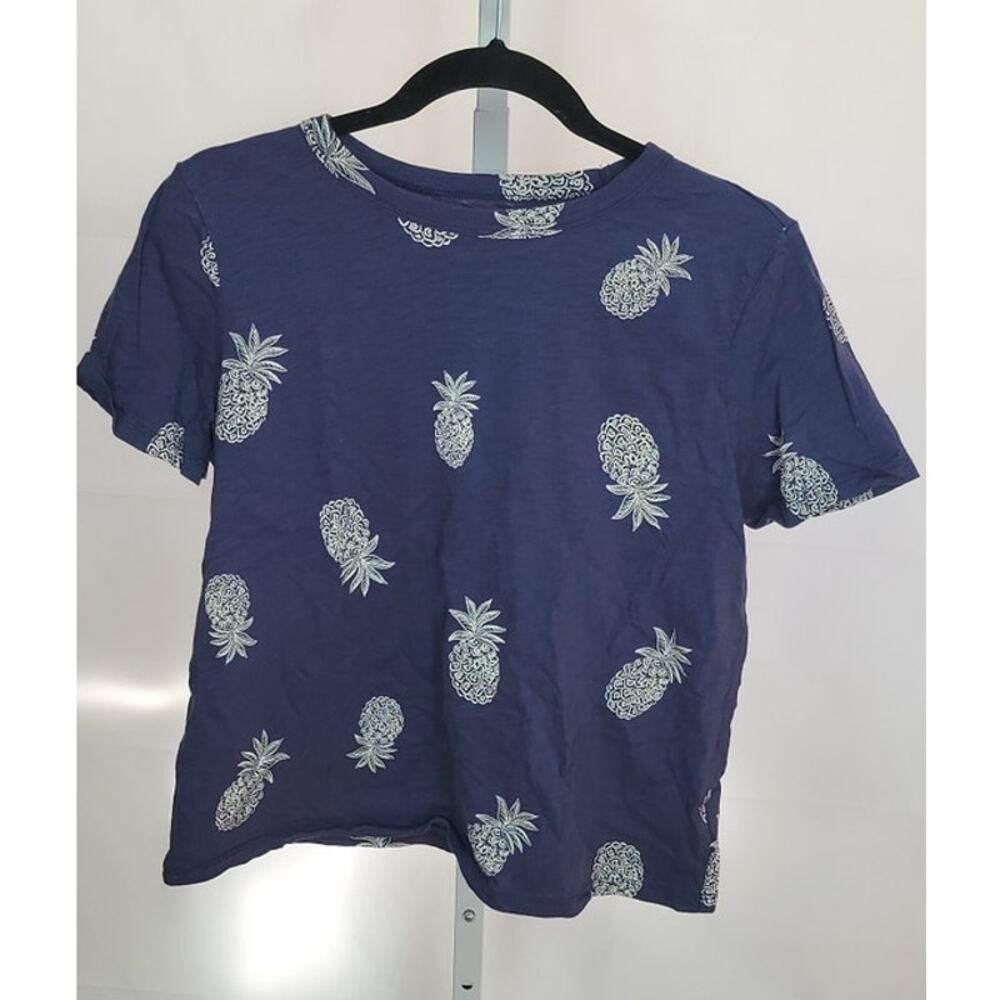 Old Navy Blue Pineapple Short Sleeve Top Size M